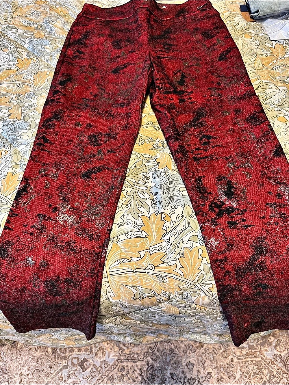 Abstract Wide Leg Pants in Red & Black